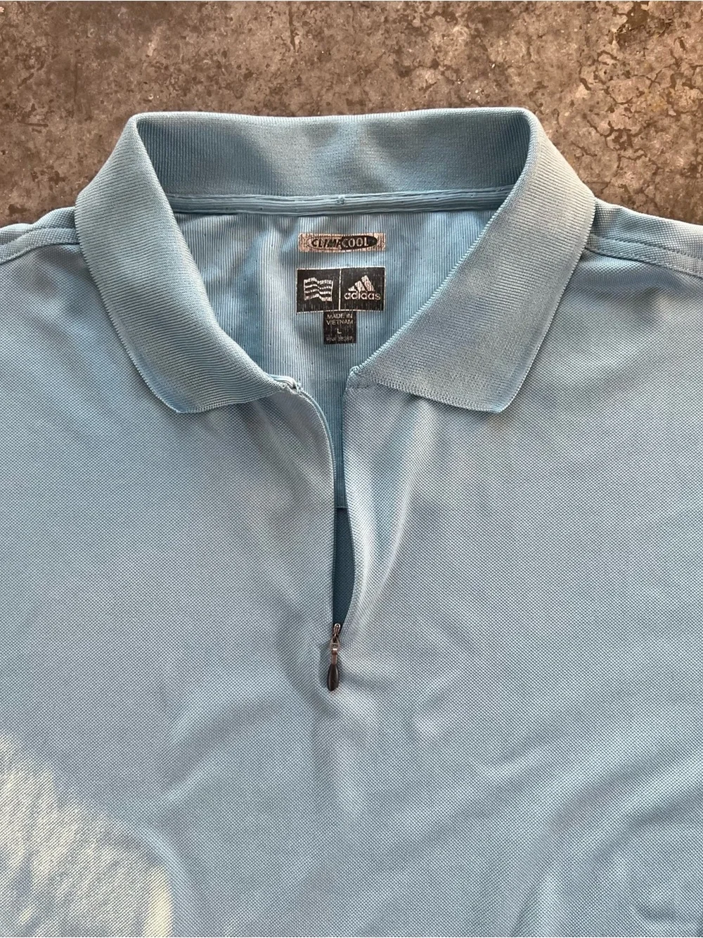 Adidas ClimaCool Golf Polo Shirt Blue White Quarter Zip Men’s Large